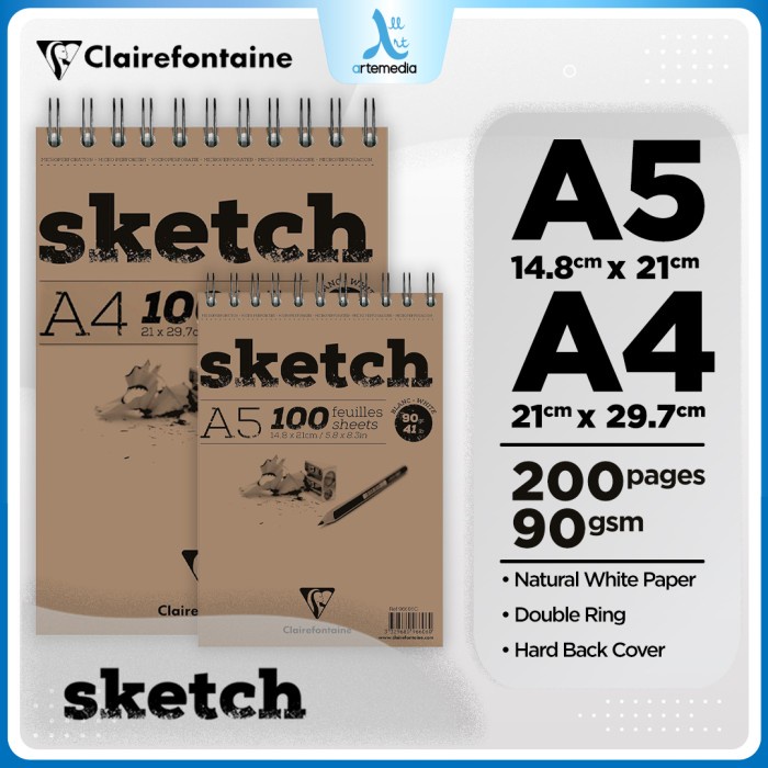 

Buku Sketsa Clairefontaine Sketchbook A5 A4 Sketch Portrait Spiral