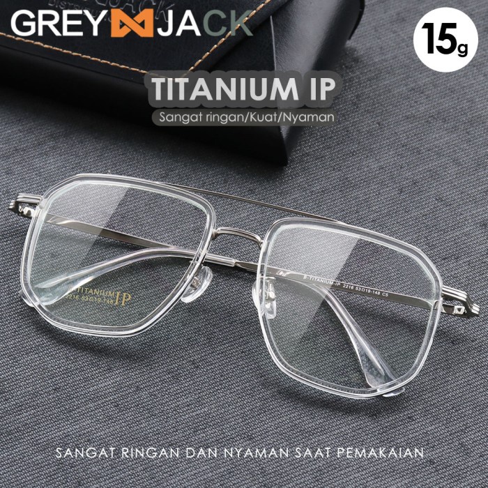 Grey Jack Frame Kacamata Titanium Aviator Kotak Ringan dan Kokoh 2216 DiskonJual MurahHarga