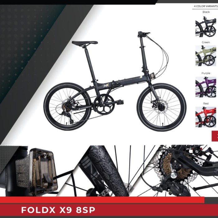 Sepeda Lipat Folding Bike Element Camp Fold X9 8 Speed