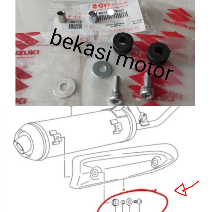 baut karet cover knalpot suzuki spin skywave hayate nex lets original