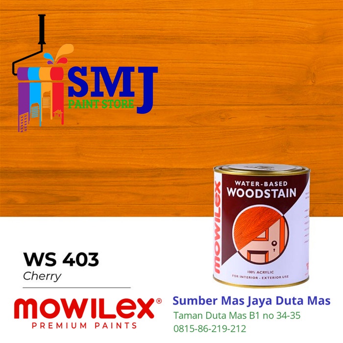 Cat Woodstain Kayu MOWILEX Water Based 403 Warna Cherry 1L