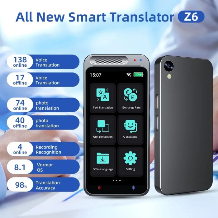 2023 New Z6 Portable Audio Translator 138 Language Smart Translator
