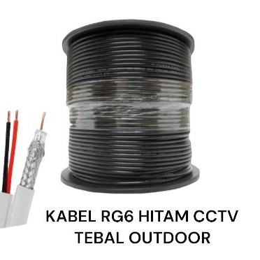 Kabel CCTV Outdoor Coaxial RG6 300 meter Black RG6 + power Hitam