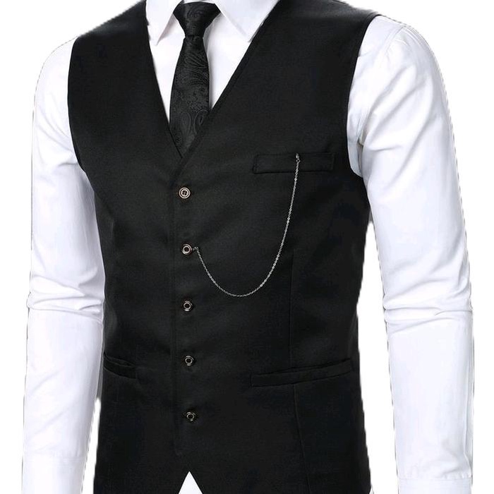 New Rompi jas pria Formal /Dalaman jas pria Polos Casual Hitam Terlaris