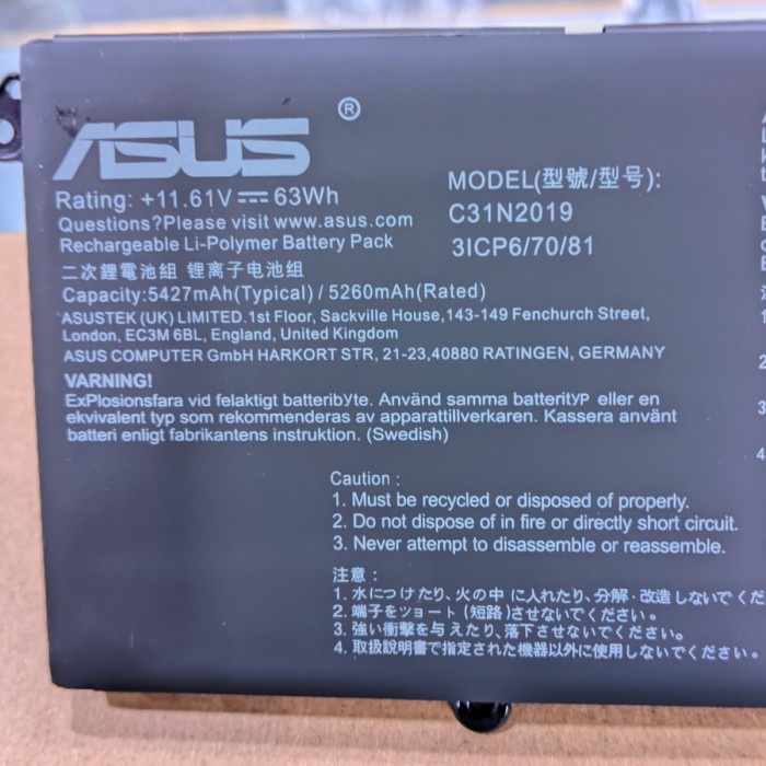 C31N2019 C31N2019-1 Battery Asus VivoBook Pro 14X OLED M7400 15 OLED