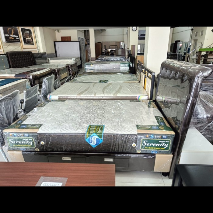 Dipan Tempat Tidur Divan 2 Laci Kasur Spring Bed Full Sandaran Oscar Coklat Tua (Dark Brown) 120 140