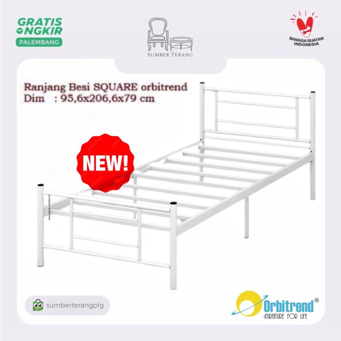 Ranjang Besi Orbitrend Square 90x200 Dipan Tempat Tidur Ranjang Divan