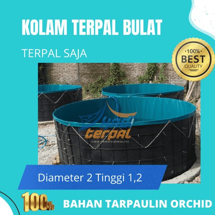PREMIUM Terpal Saja Diameter 2 Tinggi 1,2 Meter Orchid Kolam Terpal Bulat