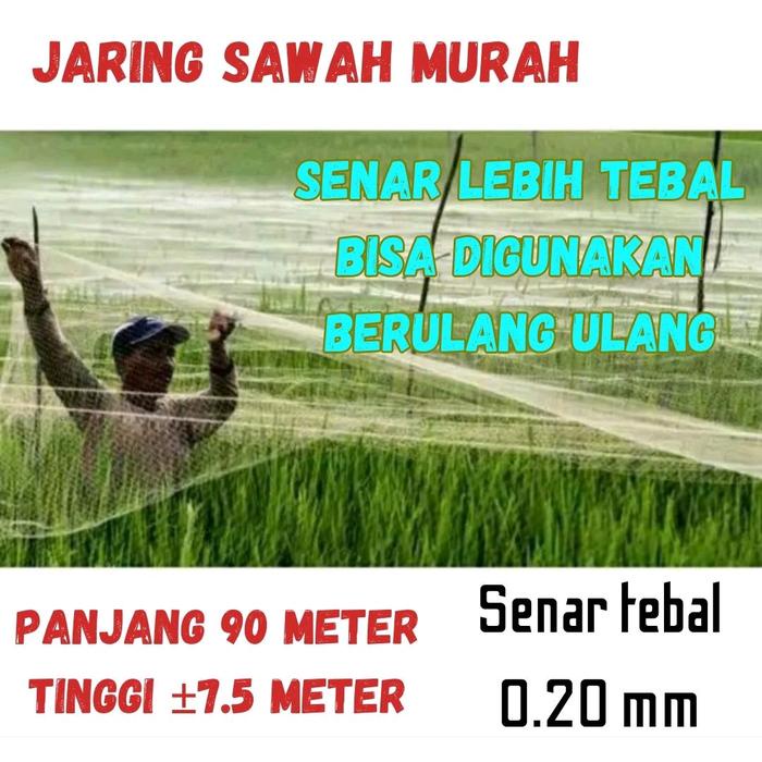 PREMIUM jaring sawah jaring burung jaring emprit senar tebal 0.20 mm panjang 90 meter jaring