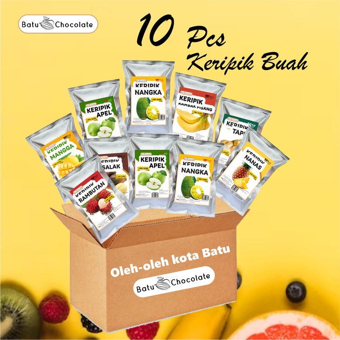 

Wdo - Batu Chocolate - Paket Keripik Buah 10 Pcs - Oleh Oleh Batu Malang