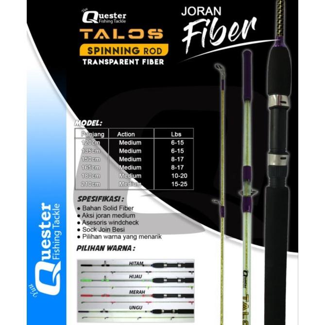 terbaru  joran spinning yuu quester talos stik pancing transparan medium action kaku sambung 2