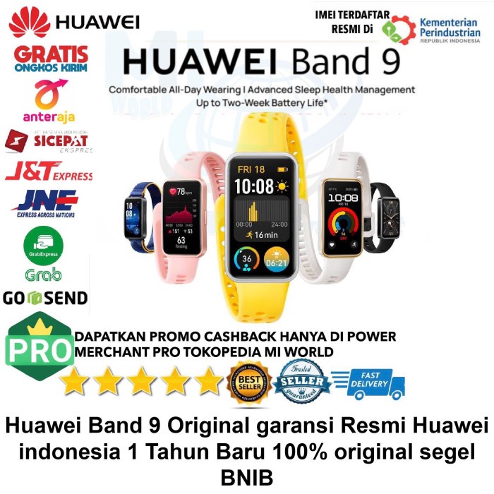 Huawei Band 9 Original Baru New Garansi Resmi Smart watch Band9 Yellow black white jam tangan huawei