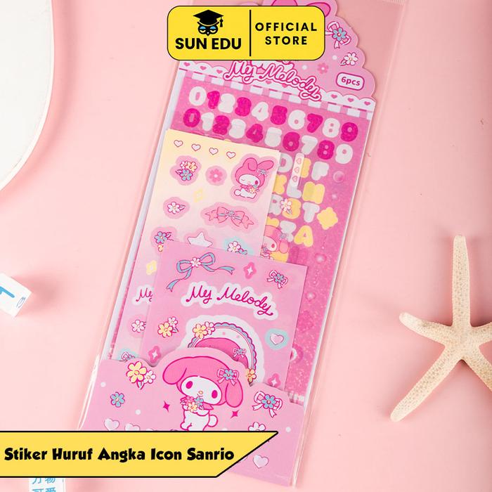 

3Pcs Sticker Karakter Sanrio Stiker Tempel Cinnamoroll Kuromi Melody Notes Paper Stationery