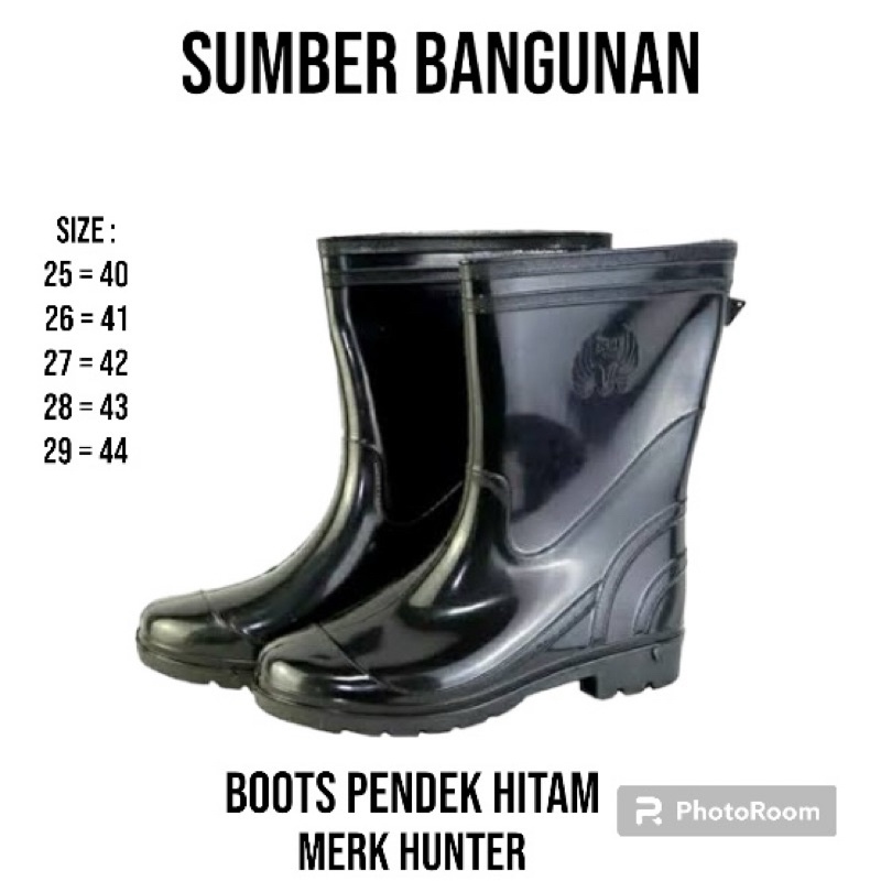 DISKON SEPATU BOOTS / SEPATU SAFETY BOOTS / SEPATU BOOT MERK HUNTER / BOOTS PENDEK HITAM