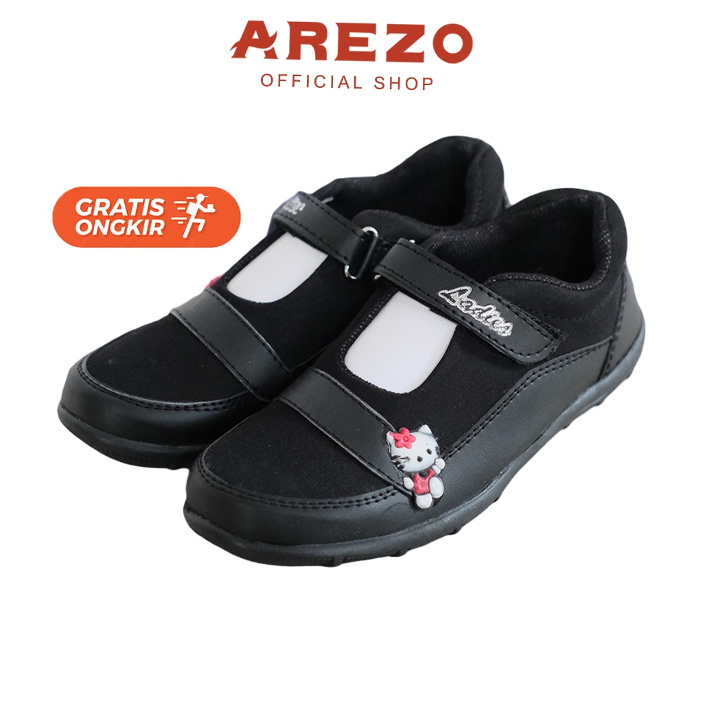 BEST SELLER SEPATU ANAK SD TK PEREMPUAN HITAM BUNGA SEPATU SEKOLAH CEWEK KEKINIAN