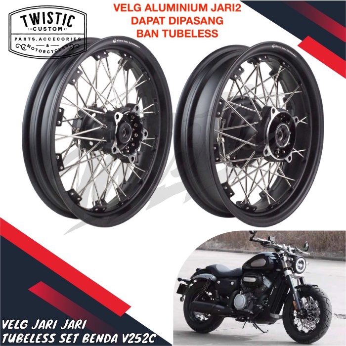 Velg Jari Jari Tubeless Set Tromol Jari Jari Depan Belakang PnP Motor Keeway Benda V252C V252 V 252