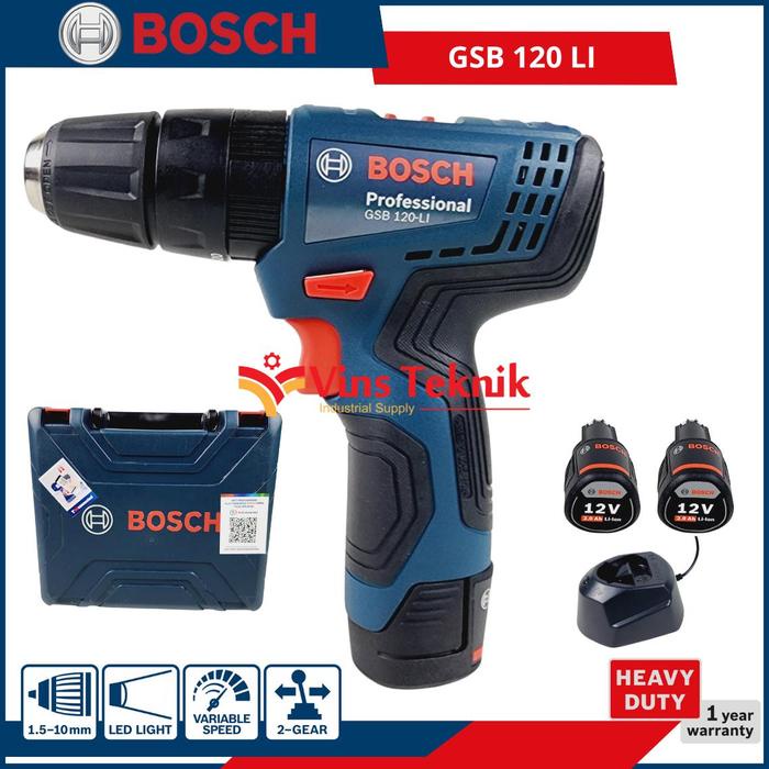 Bosch Gsb 120 Li Mesin Bor Baterai 12V Cordless Impact Drill Gsb120Li