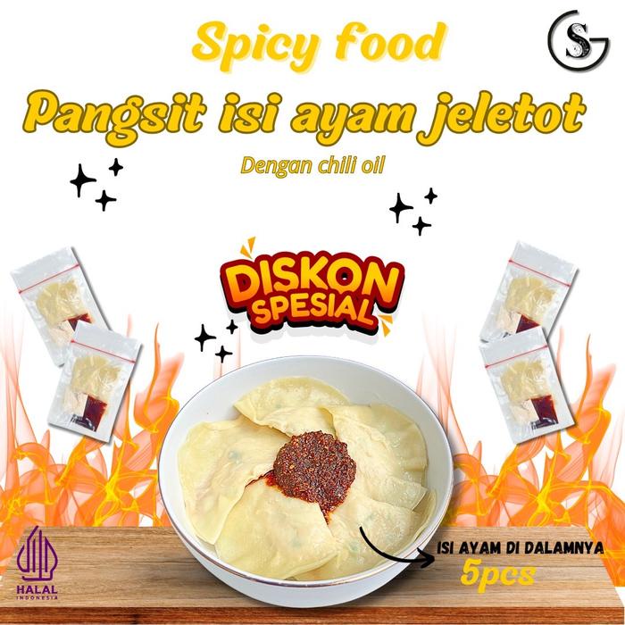 

1 Bungkus Pangsit Ayam Dengan Chili Oil GudangSnack Tgr Food Frozen Makanan