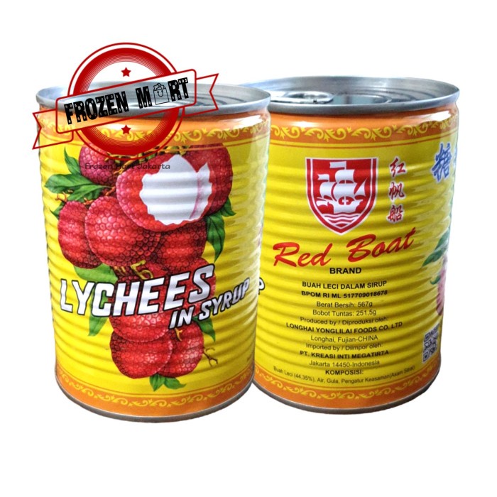 

RED BOAT Lychees in Syrup / Buah Leci Kaleng / Lychee in Can 567 Gr