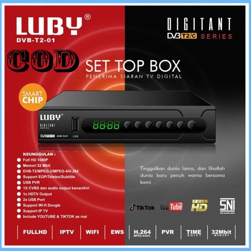 Luby Set Top Box DVBT2/C Receiver TV STB Digital DVB T2-01 ORI