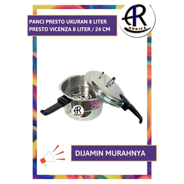 Original Vicenza Panci Presto Pressure Cooker Vicenza Ukuran 8 Liter