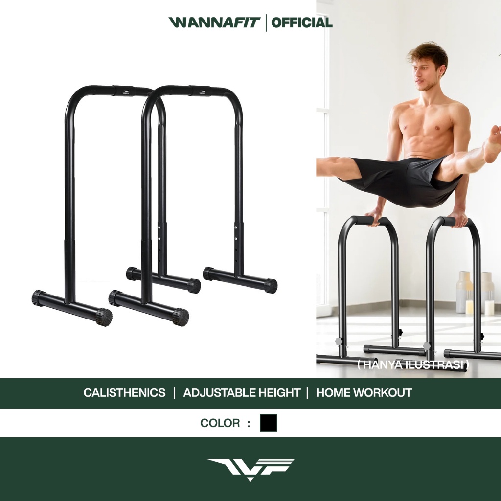 PROMO WANNAFIT Dip Bar Adjustable Alat Gym & Fitness