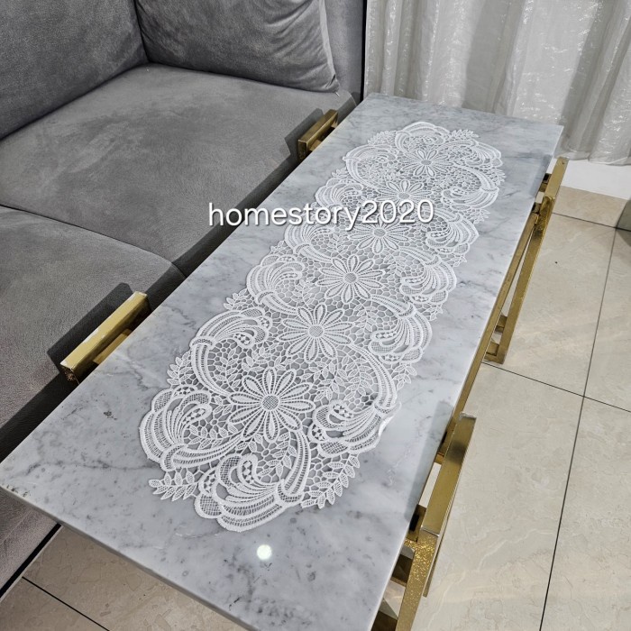 taplak meja tamu oval katun bordir premium