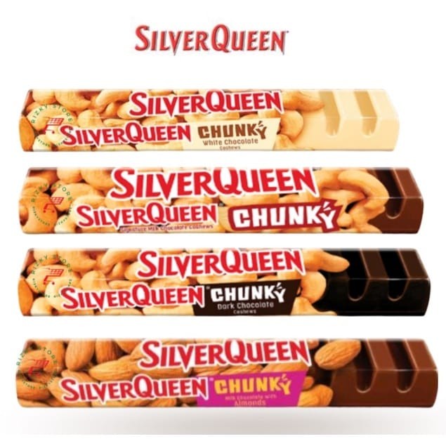 

Silverqueen Chunky Bar 95 g Halal Mede/ Almond/ White/ Dark Chocolate