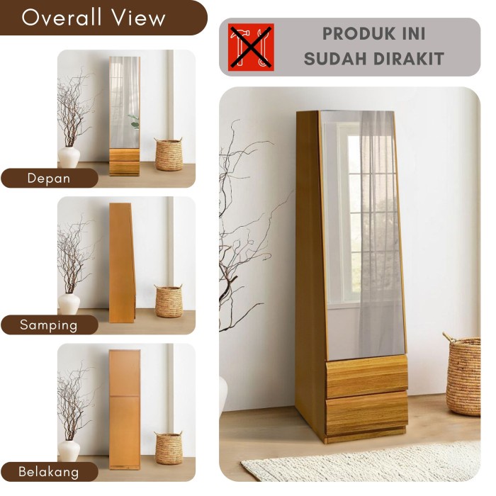 Ready Stok" Toraya Lemari Rias/ Meja Rias/ Lemari Pakaian Cermin/ Cermin Full Body/ Standing Mirror