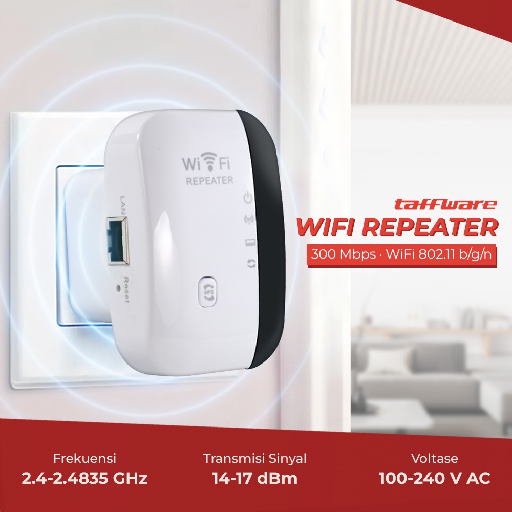 (UPme)  Taffware Wireless-N WiFi Repeater 300Mbps - MT02 Kualitas Terbaik