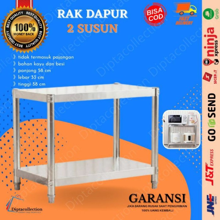 HEMAT RAK DAPUR STAINLESS MEJA DAPUR MEJA PORTABLE STENLIS MEJA PENYIMPANAN