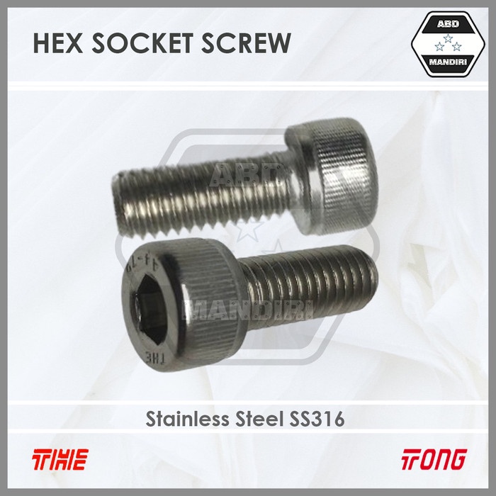 SS316 Baut L Stainless M6 X 75 ( SUS316 Hex Socket Cap Screw A4-70  ) M6x75 / 6x75 / Baut L 6 x 75