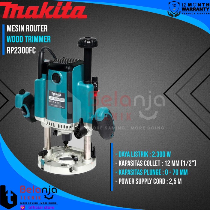 Makita Mesin Router Rp2300Fc Profil Kayu Besar Wood Trimmer Rp 2300 Fc