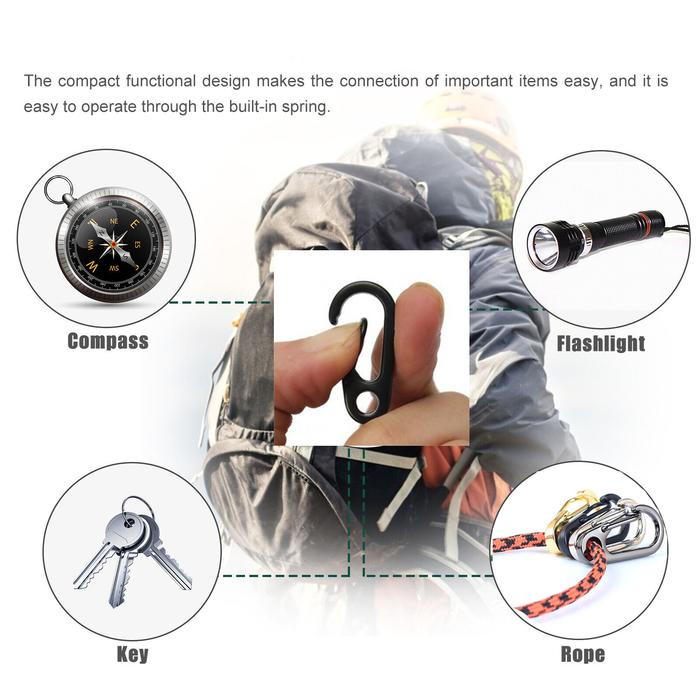 Eiger Aoki - Agares Mini D-Type Buckle Hanging Carabiner Keychain Edc - B36 - Black Stainless Tas