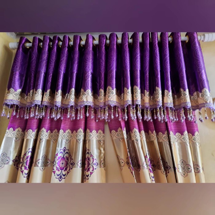 Langsung Checkout Gorden mewah turki ungu pink bonus poni renda kristal SALE hordeng