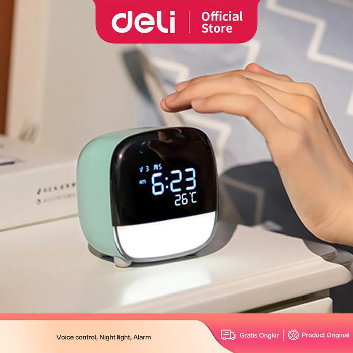

ready stok deli jam elektronik / electronic clock white - green 8852 original