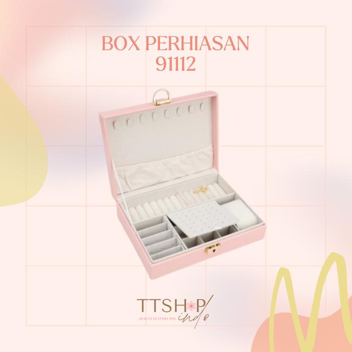 READY TTSHOP SEDERHANA KOTAK PENYIMPANAN PERHIASAN DENGAN KUNCI KULIT KAYU KOTAK PERHIASAN