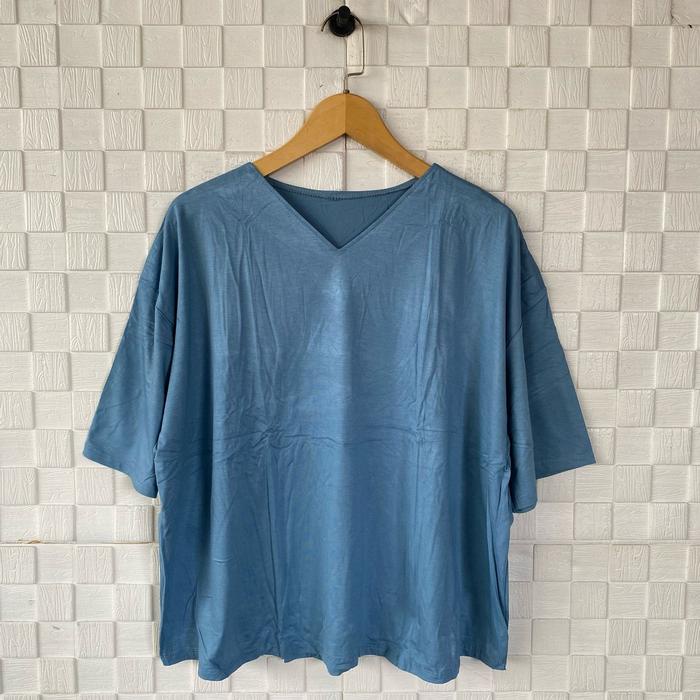 BERMUTU Atasan Vneck Oversize / Kaos Wanita LD 140 / Atasan Kaos Jumbo Big Size Terbaru / Pakaian