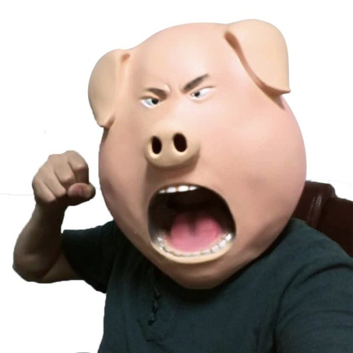 Topeng babi marah lucu pig piggy mask fullhead latex high quality