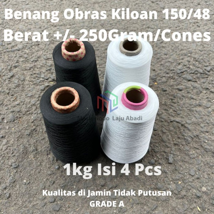 

Benang Obras Kiloan Hitam Putih Warna (1 Kg isi 4cones)