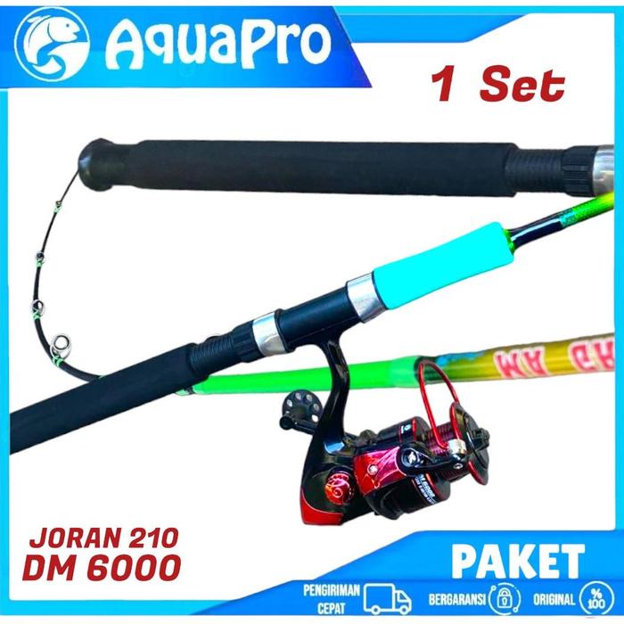 1 Set Paket Combo Joran Pancing Aquapro Max Drag 16Kg 150-210 Cm Lengkap Roda Reel Pancing Spinning