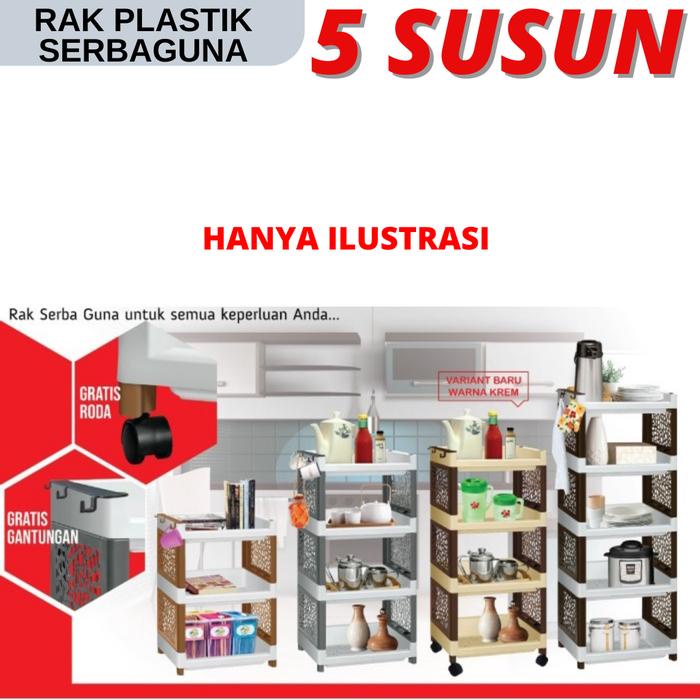 RAK SERBAGUNA 4 5 SUSUN PLASTIK BESAR RAK SUSUN PLASTIK RODA AWET KUAT :)