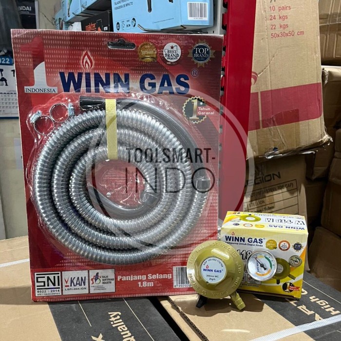 PAKET Selang 1.8M dan Regulator Winn Gas W 118 M Kode 585