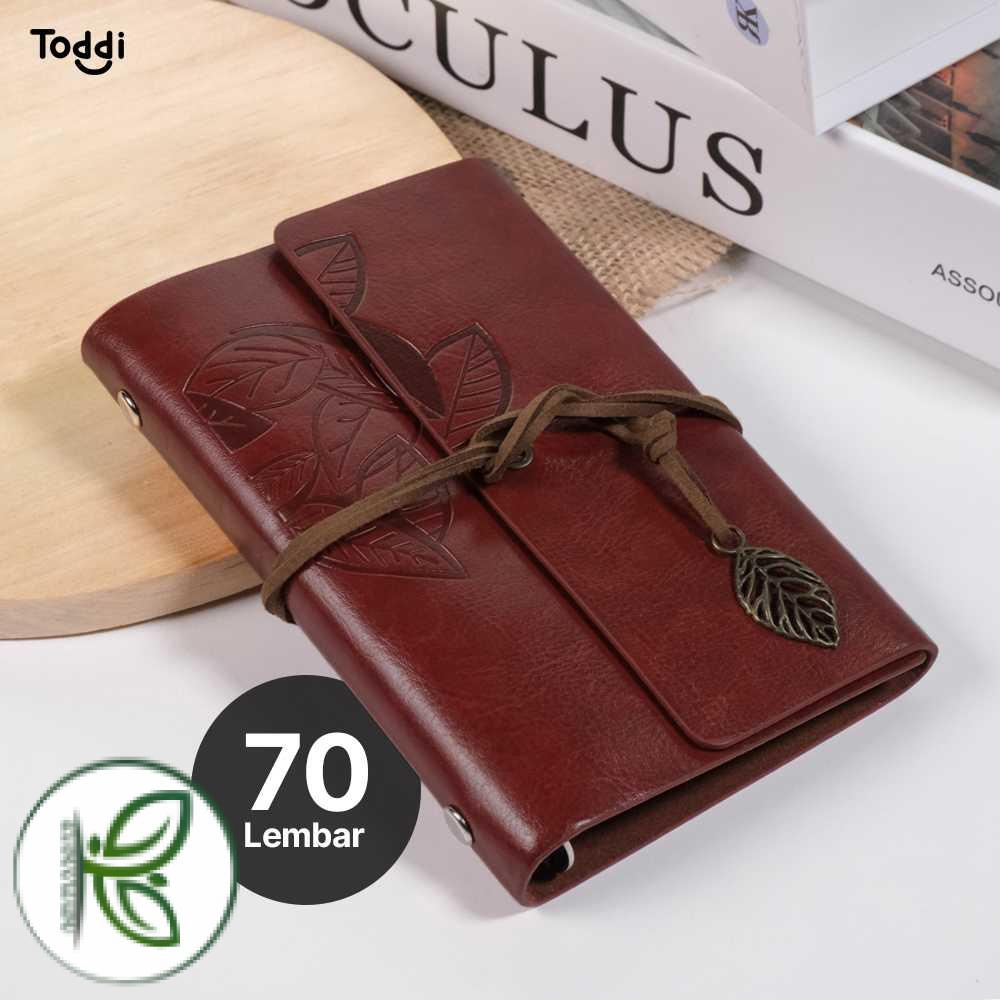 

Toddi PHANTACI Buku Catatan Binder Kulit Retro Leaf Kertas B7 - BSD666