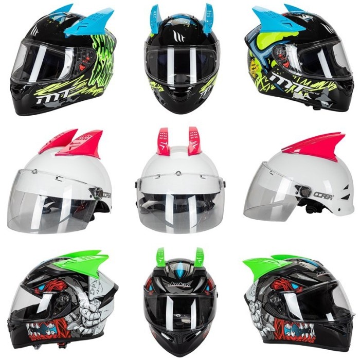 1 Pasang tanduk helm motor bergaya punk / tanduk helm cyberpunk edisi 2024