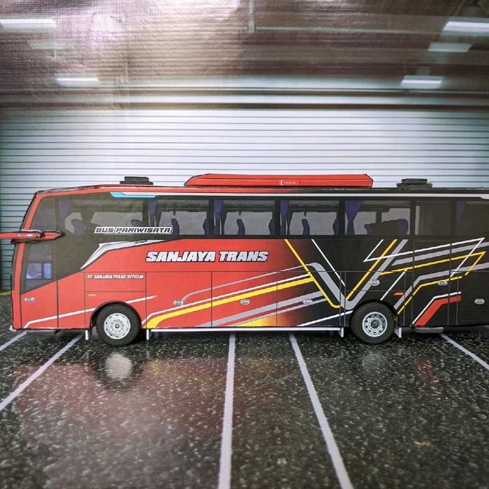 terbaru  miniatur bus marvel sanjaya trans jb5 set hadiah pajangan lampu ban toy mainan basuri