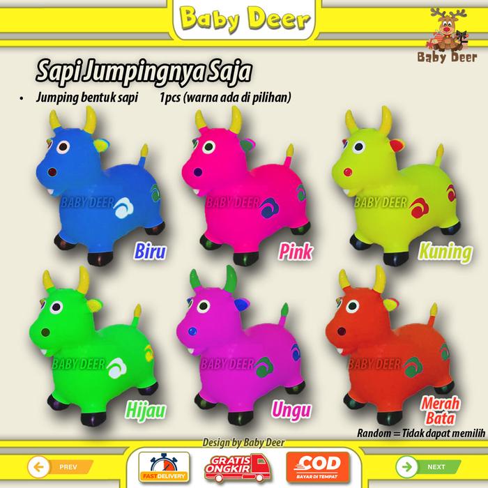 [deloth] - Et04 BENTUK SAPI Kudaan Musik Anak Mainan Jumping Animal Karet Viral Murah Hewan Lucu