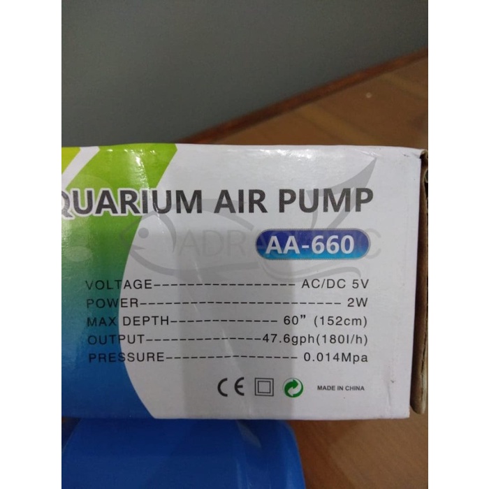 SAKKAI AA-660 AQUARIUM AIR PUMP AC/DC POMPA UDARA AERATOR AQUARIUM