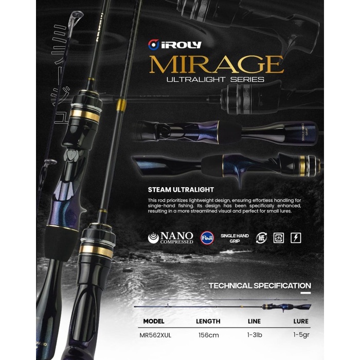Rod BC / BAITCASTING IROLY MIRAGE ULTRALIGHT SERIES 150cm (1-3lbs)
