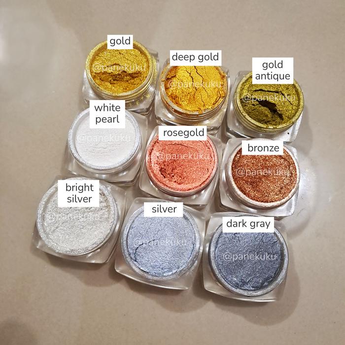 Ready Stok" Edible Luster Dust Gold/ Silver/ Lustre Dust Bubuk Glitter Dekorasi Kue Untuk Cake/